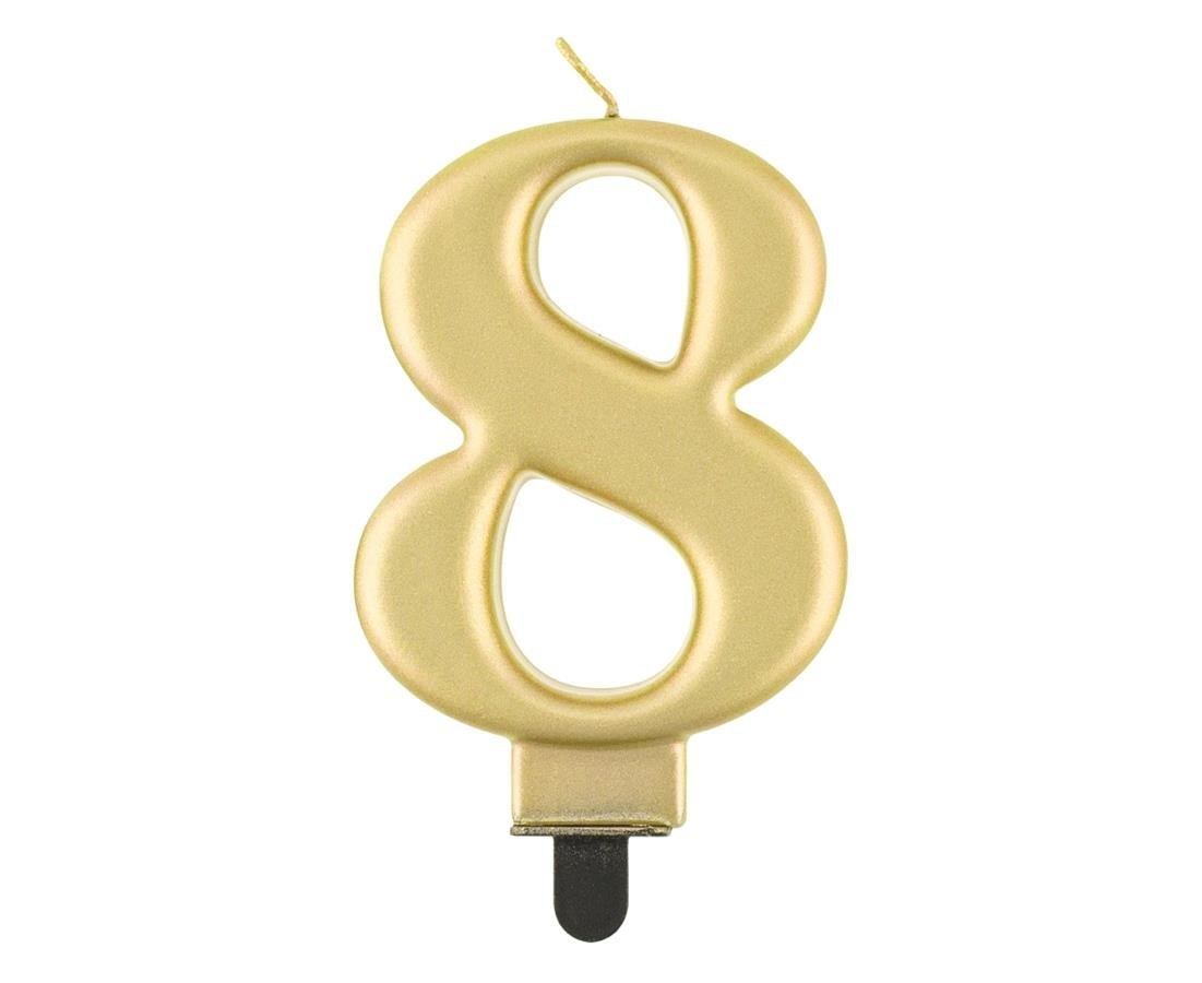 CANDLE NUMBER 8, METALLIC GOLD, 8.0 CM PF-SCZ8 GODAN